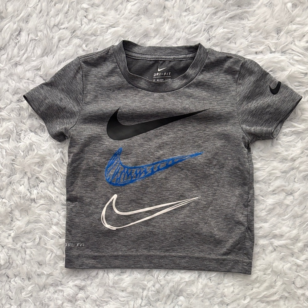 Nike Kids Charcoal Tee with Triple Swoosh